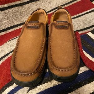 Men’s brown slip on shoes. size 10